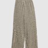 Grey Textured Wide Leg Trousers