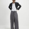 Grey Tie Front High Waisted Trouser