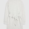 Grey Tie Front Mini Sweatshirt Dress