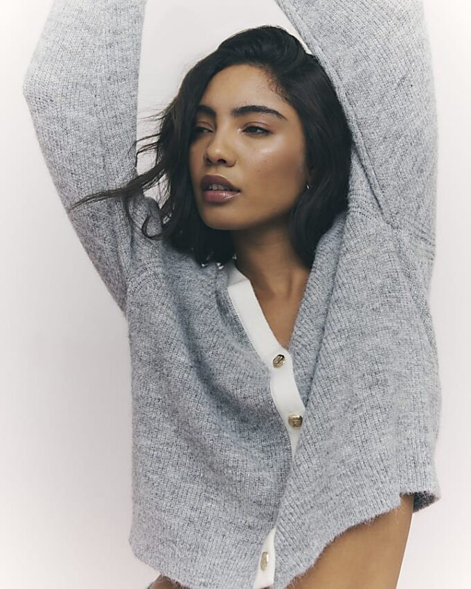 Grey Tipped Cardigan