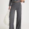Grey Whipstitch Wide Leg Joggers