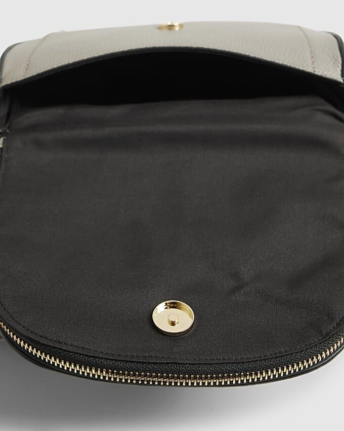 Grey Zip Detail Crossbody Bag