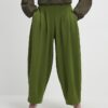 Khaki Balloon Leg Pleated Trousers