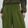 Khaki Balloon Leg Pleated Trousers