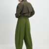 Khaki Balloon Leg Pleated Trousers