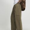 Khaki Barrel Leg Cargo Trousers