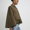 Khaki Batwing Sleeve Barn Jacket