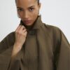 Khaki Batwing Sleeve Barn Jacket