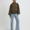Khaki Batwing Sleeve Barn Jacket