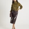 Khaki Belted Bubble Hem Jacket