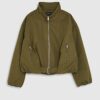 Khaki Belted Bubble Hem Jacket