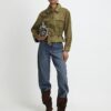 Khaki Belted Faux Suede Belted Jacket