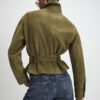 Khaki Belted Faux Suede Belted Jacket