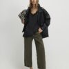 Khaki Belted Wide Leg Trousers