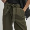 Khaki Belted Wide Leg Trousers