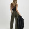 Khaki Belted Wide Leg Trousers