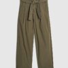Khaki Belted Wide Leg Trousers