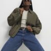 Khaki Bubble Hem Jacket