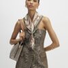 Khaki chain print scarf