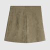 Khaki Faux Leather Hammered Mini Skirt