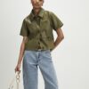 Khaki Faux Leather Shirt