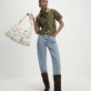 Khaki Faux Leather Shirt