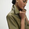 Khaki Faux Leather Shirt
