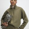 Khaki Faux Suede Bomber Jacket