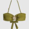 Khaki Hardware Bandeau Bikini Top