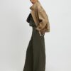 Khaki Jersey Tailored Wide Leg Trousers