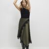 Khaki Lace Hybrid Drape Maxi Dress