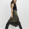 Khaki Lace Hybrid Drape Maxi Dress