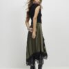 Khaki Lace Hybrid Drape Maxi Dress