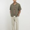 Khaki Linen Blend Revere Collared Shirt