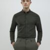 Khaki Muscle Fit Textured Shirt