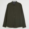 Khaki Muscle Fit Textured Shirt