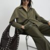 Khaki Oversized Faux Suede Overshirt
