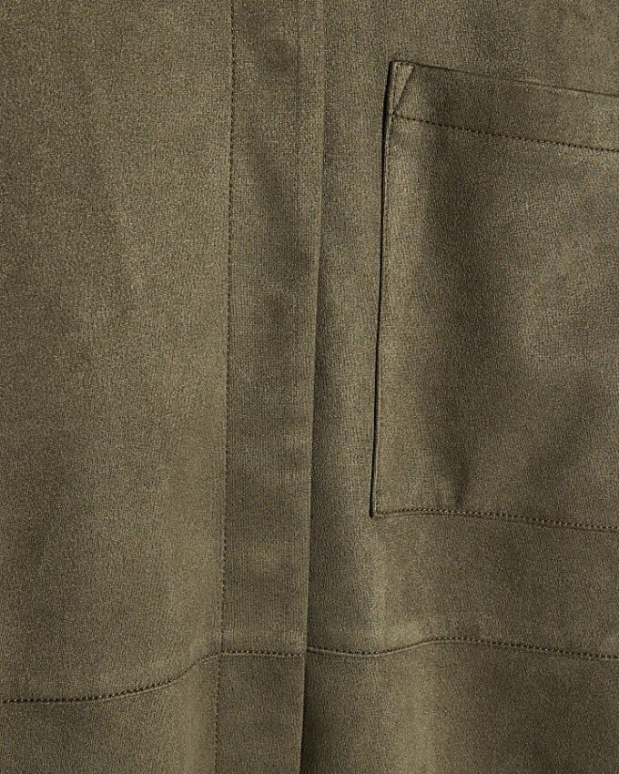 Khaki Oversized Faux Suede Overshirt