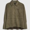 Khaki Oversized Faux Suede Overshirt
