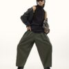 Khaki Poplin Barrel Leg Trousers