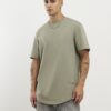 Khaki Regular Fit Curve Hem T-Shirt