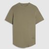 Khaki Regular Fit Curve Hem T-Shirt