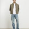 Khaki Regular Fit Curved Hem Zip Overshirt