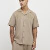Khaki Regular Fit Paisley Embroidery Shirt