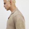 Khaki Regular Fit Paisley Embroidery Shirt