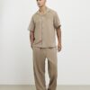 Khaki Regular Fit Paisley Embroidery Shirt