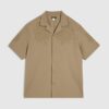 Khaki Regular Fit Paisley Embroidery Shirt