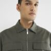 Khaki Regular Fit Zipped Overshirt