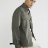 Khaki Regular Fit Zipped Overshirt
