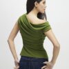Khaki Short Sleeve Drape Off Shoulder Top